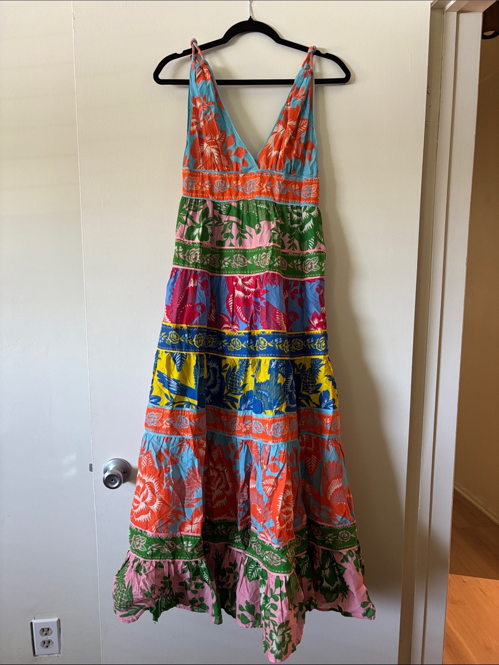 FARM Rio Multicolor Floral Maxi Dress — Blue, Orange, Yellow, Green, Pink